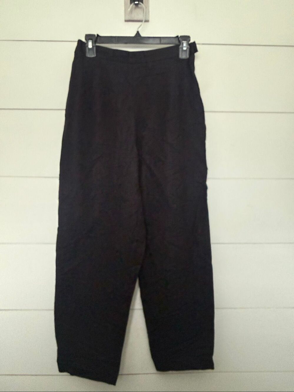 Plaza South Womenโs 8 Black Linen Wide Leg Pull on Pants LagenLook Minimalist